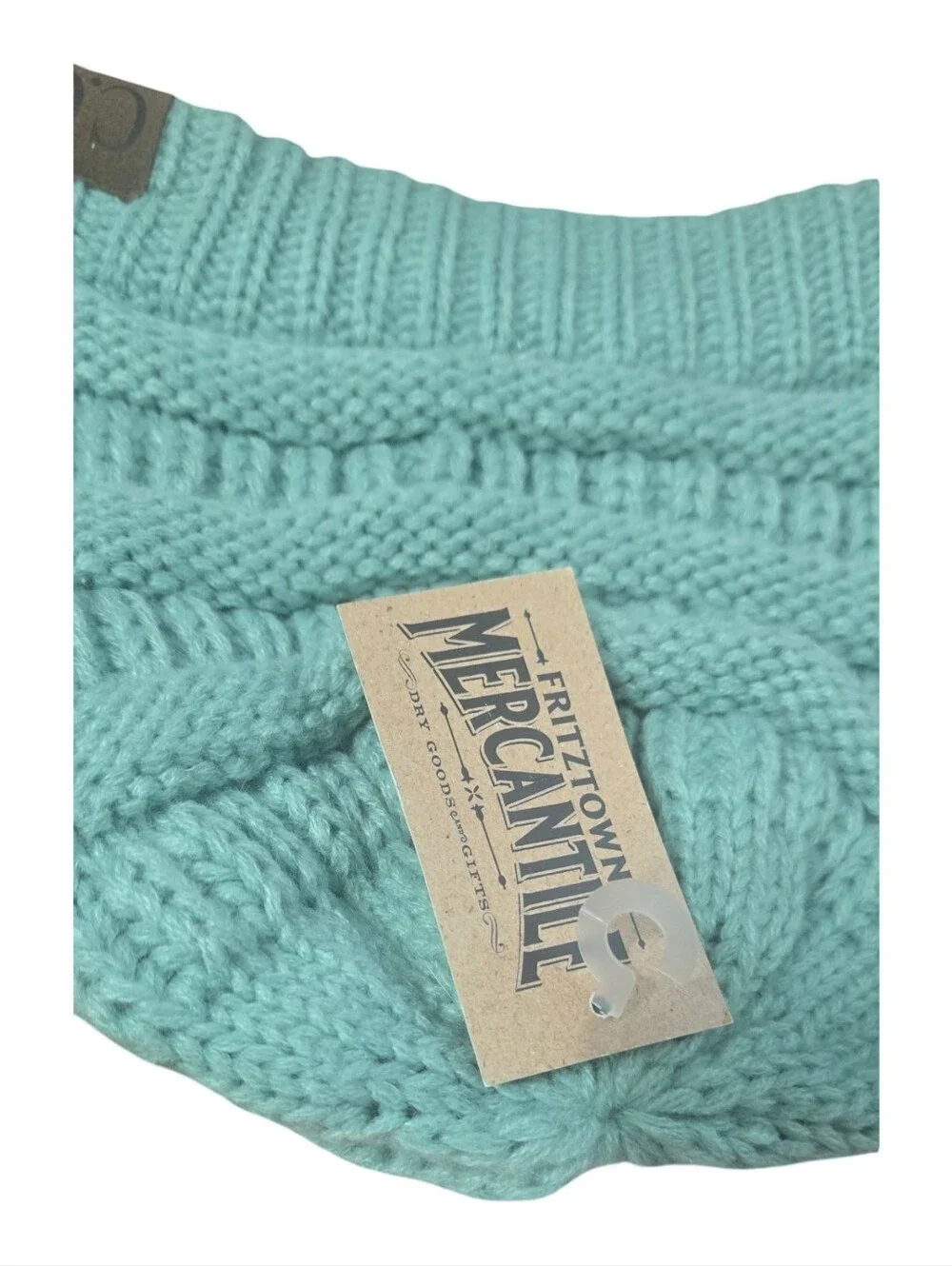 C.C Women's Green Ribbed Knit Beanie Cable Knit Fitted Winter Outdoors